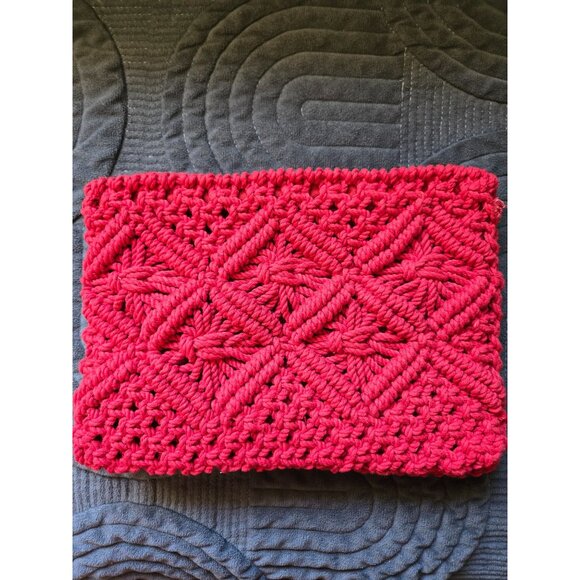 Uno de 50 Red Crochet Zipper Bag Cotton Limited Edition - Picture 2 of 5
